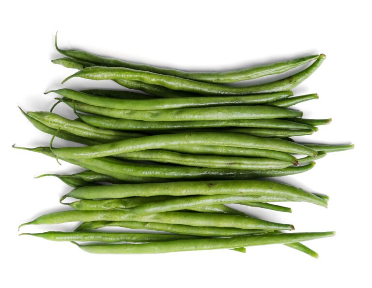 Green beans on a white background